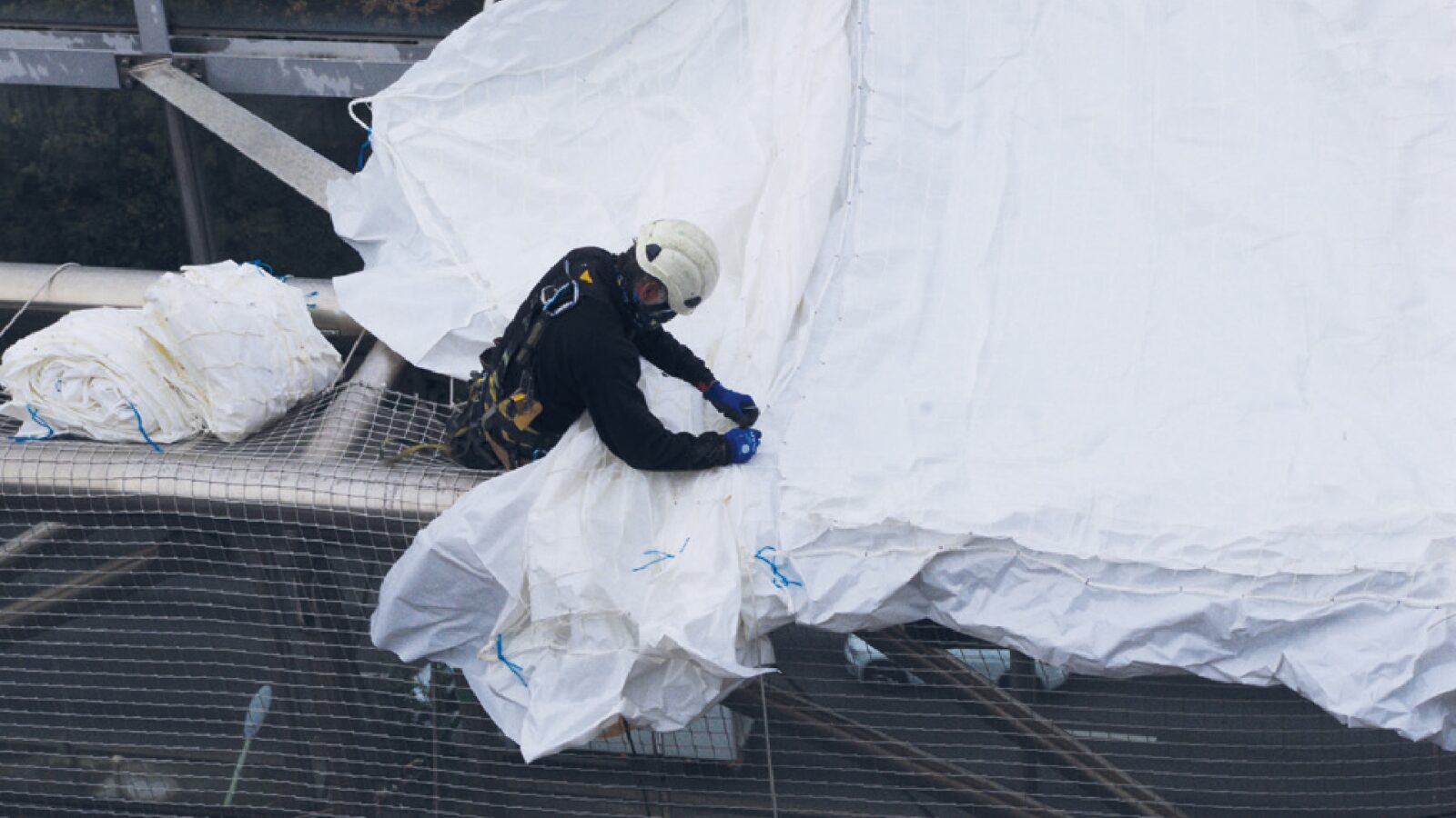 bannière conducteur de travaux avec bâche blanche